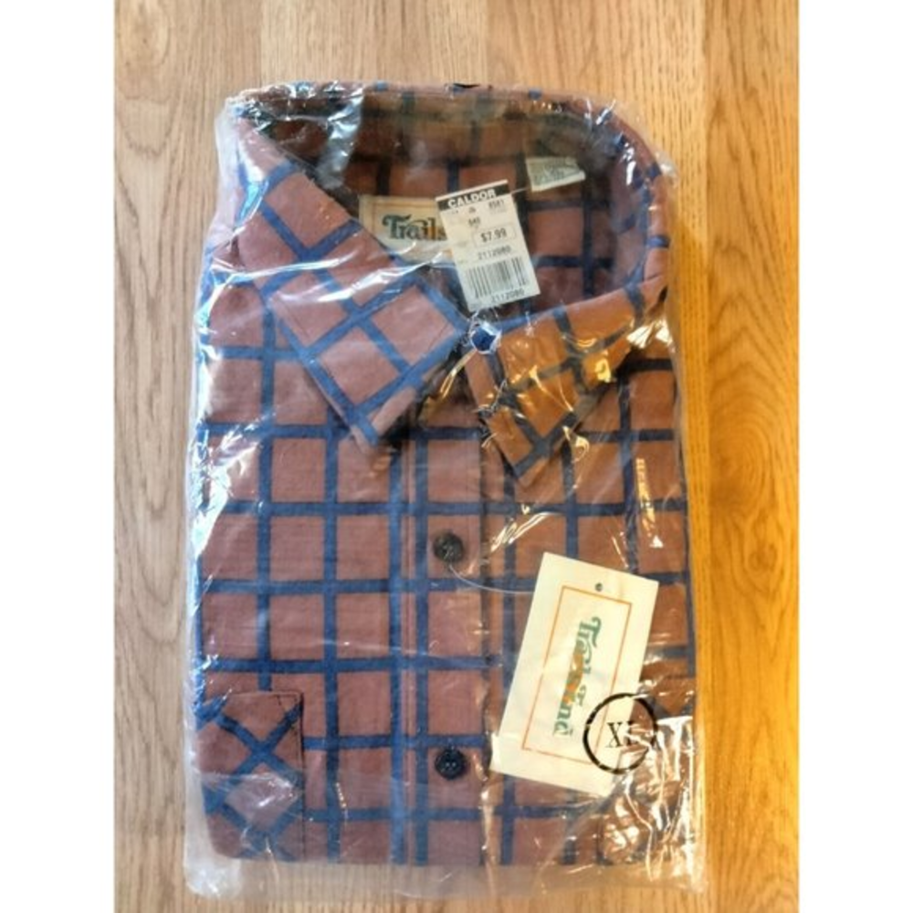 Trails End Vintage New With Tags Men's Orange And Blue Button Down Shirt Size XL